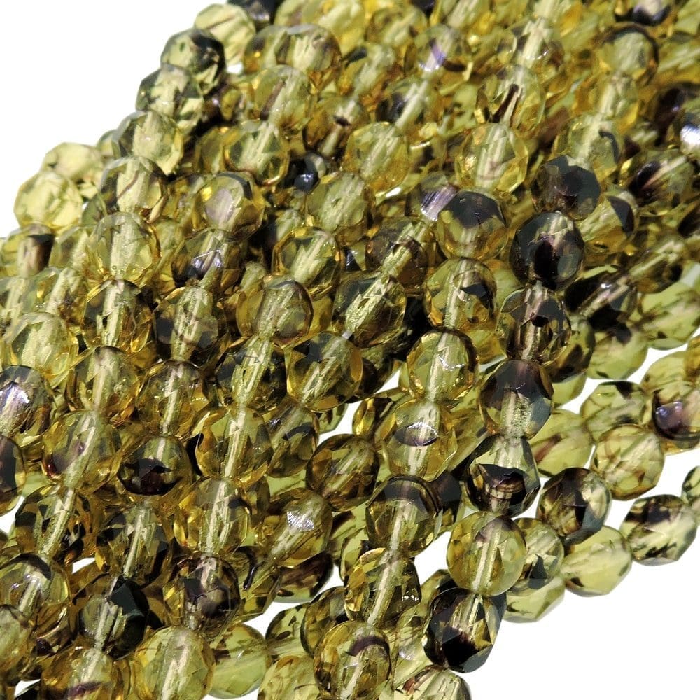 Fire Polished Faceted 6mm Round Beads 6"str - Hurricane Jnql/amy